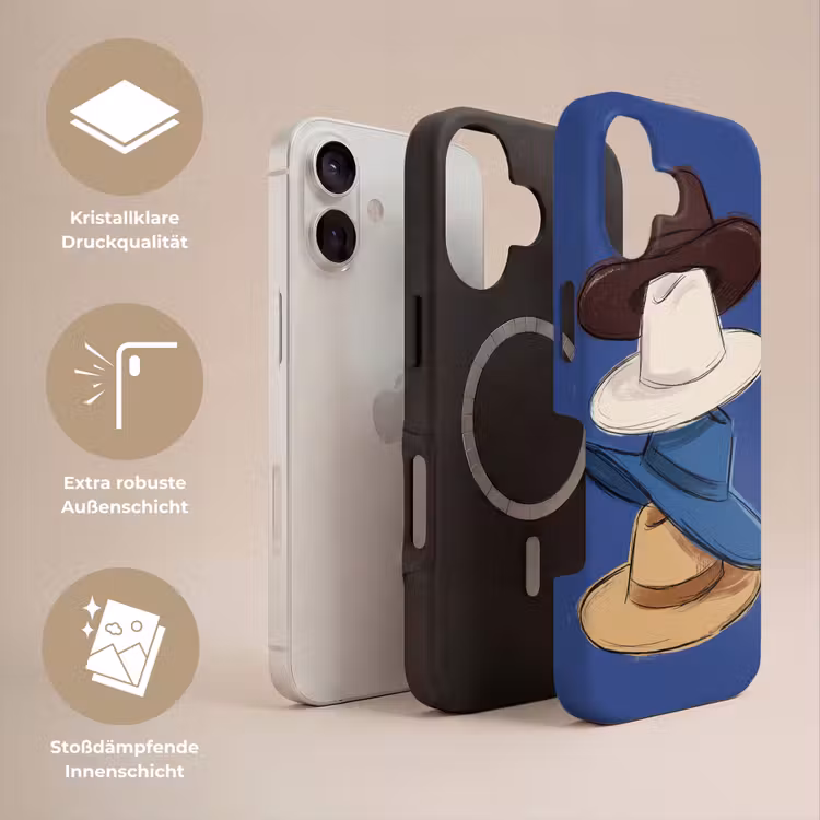 Hoeden - Gestapeld - Mode - Kleurrijk - Illustratie Toughcase MagSafe Apple iPhone 17 klein -USP_Lagen_DE