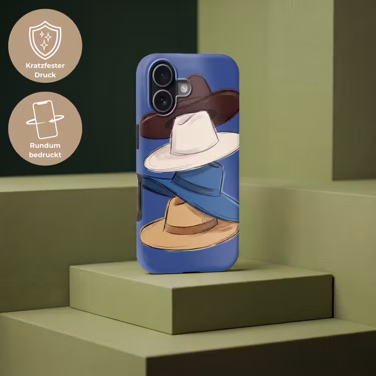 Hoeden - Gestapeld - Mode - Kleurrijk - Illustratie Toughcase MagSafe Apple iPhone 17 klein -USP_PrintM_DE
