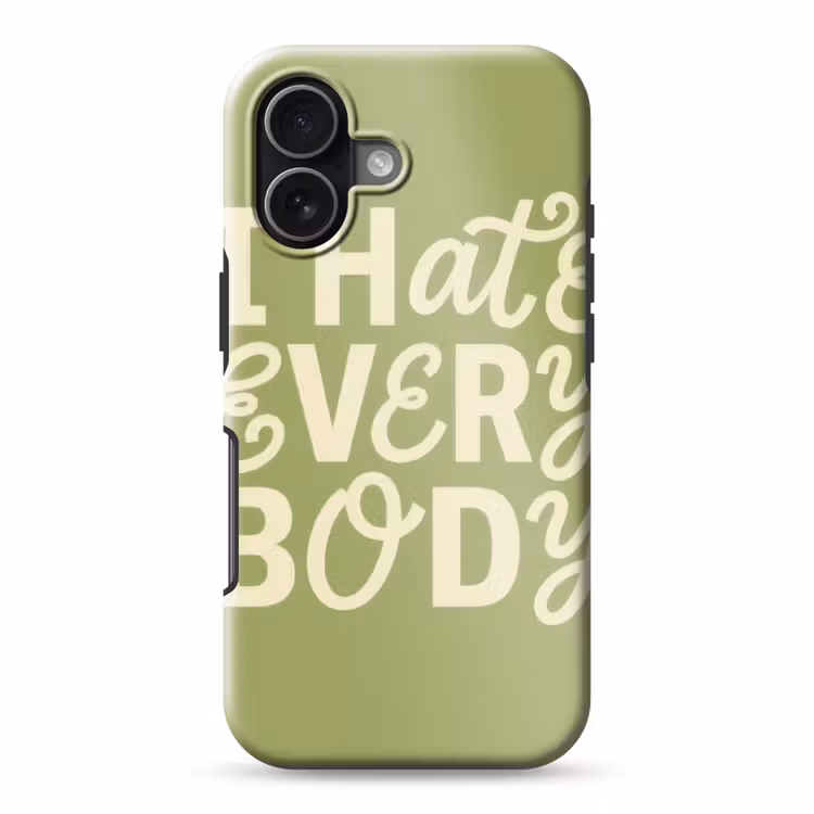 I hate everybody - Groen - Retro Toughcase MagSafe Apple iPhone 17 klein -3d