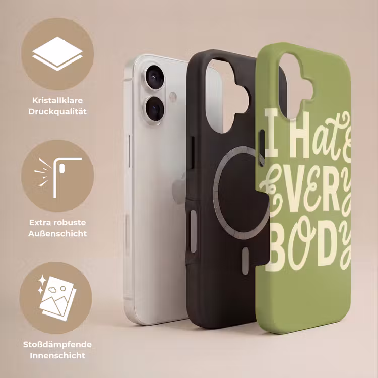 I hate everybody - Groen - Retro Toughcase MagSafe Apple iPhone 17 klein -USP_Lagen_DE