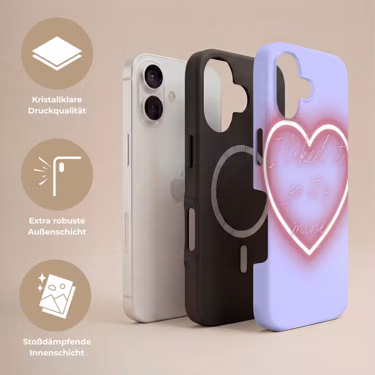 I liked it so it's mine - Neon hart - Paars Toughcase MagSafe Apple iPhone 17 klein -USP_Lagen_DE