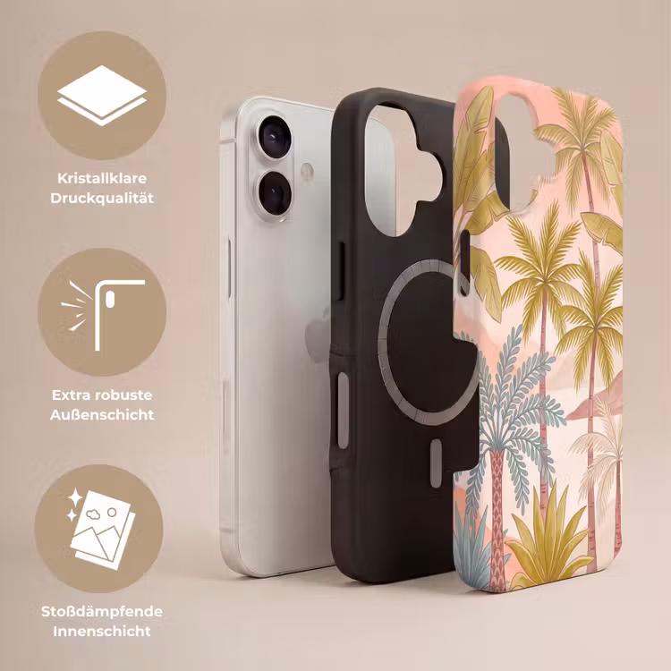 Illustratie - Palmbomen - Kleurrijk Toughcase MagSafe Apple iPhone 17 klein -USP_Lagen_DE