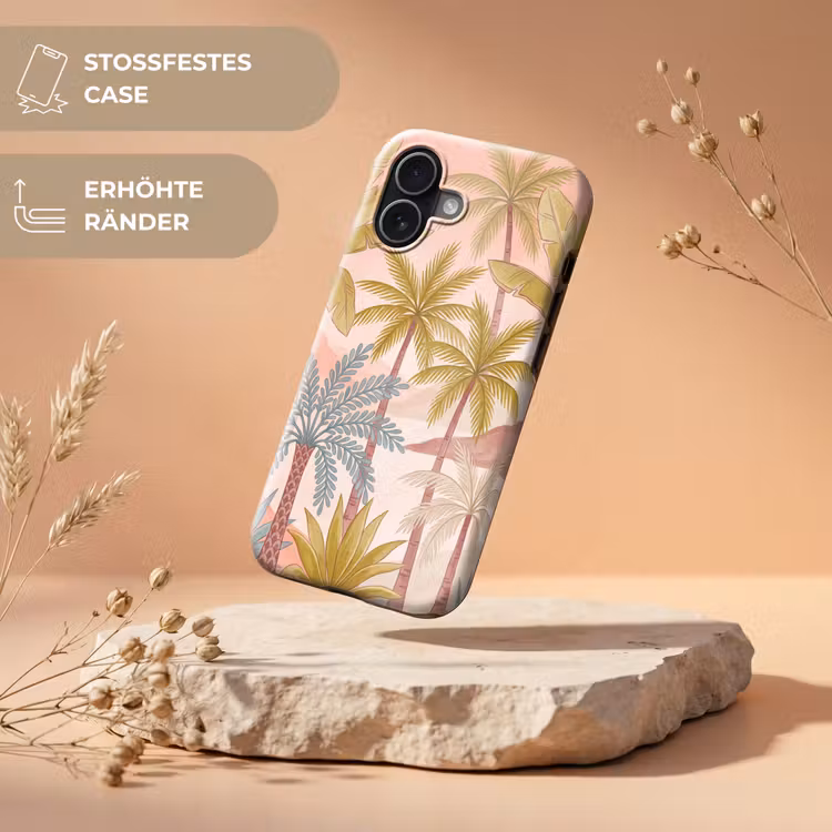 Illustratie - Palmbomen - Kleurrijk Toughcase MagSafe Apple iPhone 17 klein -USP_RandenV_DE