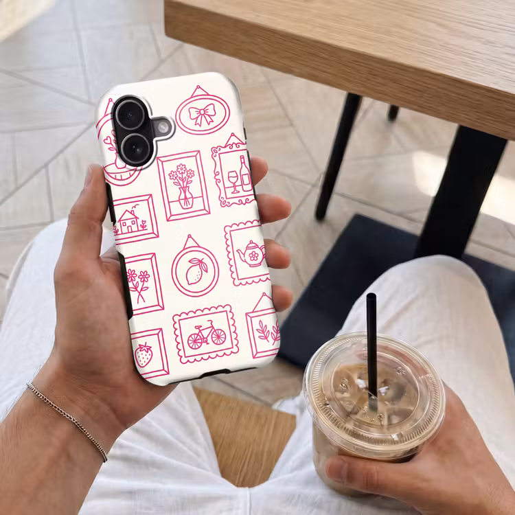 Illustratie - Collectie - Kunst - Minimalistisch - Roze Toughcase MagSafe Apple iPhone 17 klein -Sfeer1M