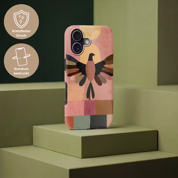 Illustratie - Vogel - Vlakken - Kleurrijk Toughcase MagSafe Apple iPhone 17 klein -USP_PrintM_DE