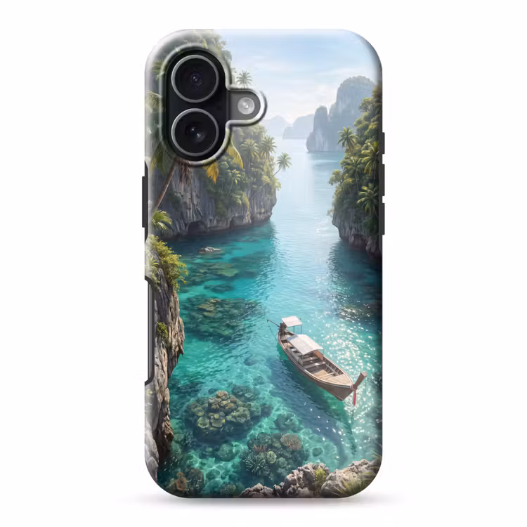 Eiland - Tropisch - Water - Palmbomen - Natuur Toughcase MagSafe Apple iPhone 17 klein -3d