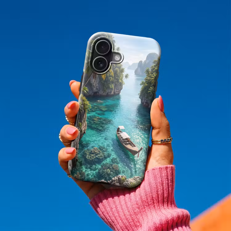 Eiland - Tropisch - Water - Palmbomen - Natuur Toughcase MagSafe Apple iPhone 17 klein -Sfeer1V