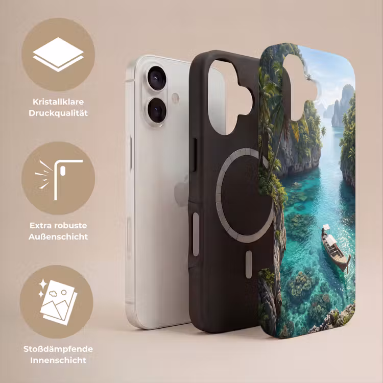 Eiland - Tropisch - Water - Palmbomen - Natuur Toughcase MagSafe Apple iPhone 17 klein -USP_Lagen_DE