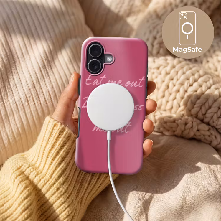 eat me out don't stress me out - Roze - Minimalistisch Toughcase MagSafe Apple iPhone 17 klein -USP_MagsafeV