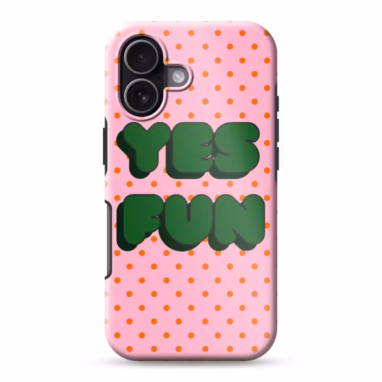 Yes fun - Groen - Roze - Stippen Toughcase MagSafe Apple iPhone 17 klein -3d