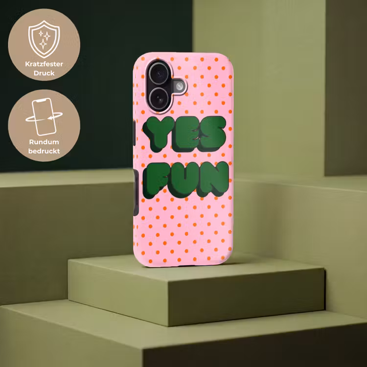 Yes fun - Groen - Roze - Stippen Toughcase MagSafe Apple iPhone 17 klein -USP_PrintM_DE