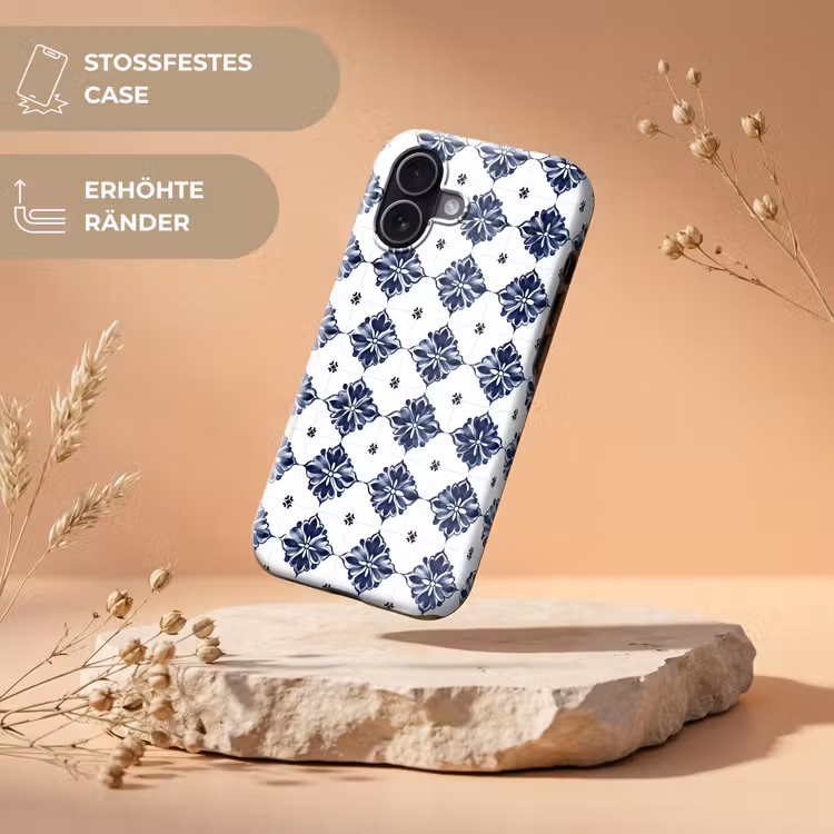Tegelmotief - Blauw - Wit - Bloem Toughcase MagSafe Apple iPhone 17 klein 1017 -USP_RandenV_DE