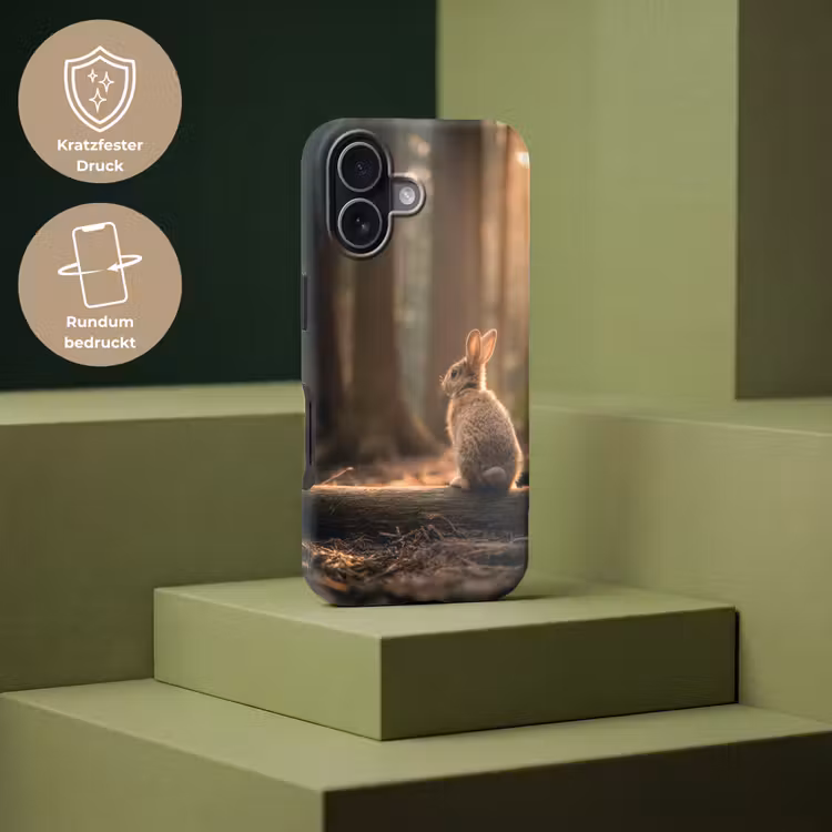 Konijn - Bos - Zonnestralen Toughcase MagSafe Apple iPhone 17 klein -USP_PrintM_DE