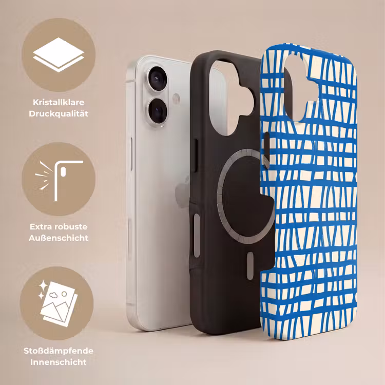 Ruitpatroon - Blauw - Crème Toughcase MagSafe Apple iPhone 17 klein 1017 -USP_Lagen_DE