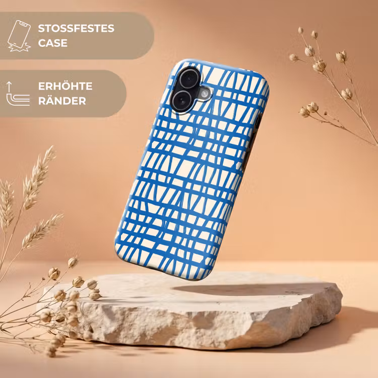 Ruitpatroon - Blauw - Crème Toughcase MagSafe Apple iPhone 17 klein 1017 -USP_RandenV_DE