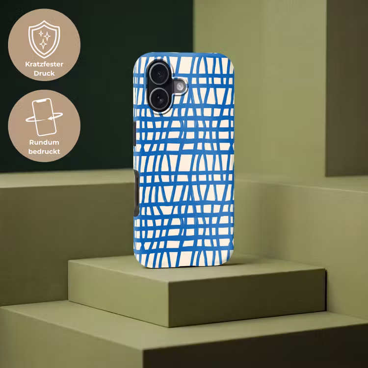 Ruitpatroon - Blauw - Crème Toughcase MagSafe Apple iPhone 17 klein 1017 -USP_PrintM_DE