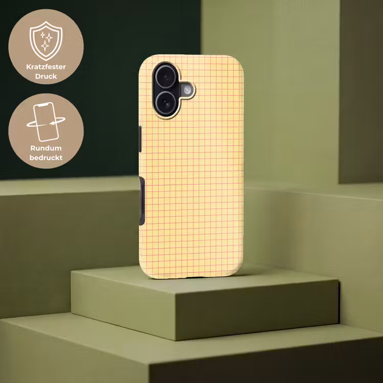 Ruitjes - Grid - Minimalistisch - Geel - Roze Toughcase MagSafe Apple iPhone 17 klein 1017 -USP_PrintM_DE