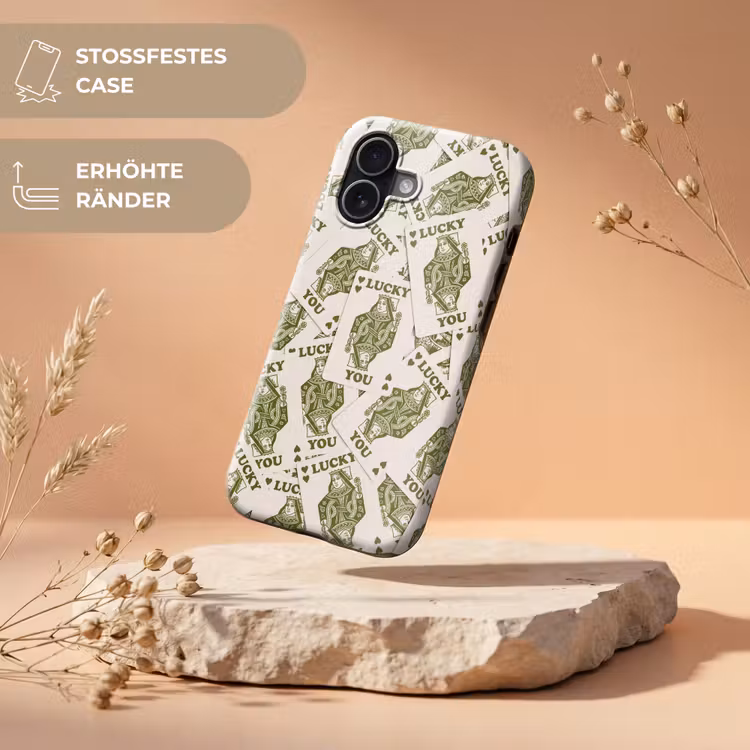 Kaarten - Koningin - Patroon - Groen - Spel Toughcase MagSafe Apple iPhone 17 klein -USP_RandenV_DE