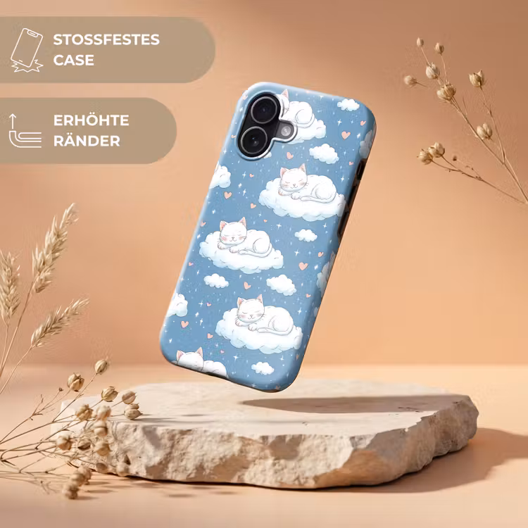 Kitten - Wolken - Blauw Toughcase MagSafe Apple iPhone 17 klein 1017 -USP_RandenV_DE