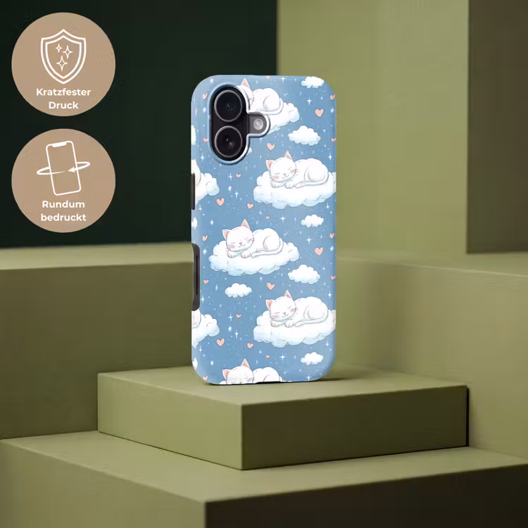 Kitten - Wolken - Blauw Toughcase MagSafe Apple iPhone 17 klein 1017 -USP_PrintM_DE