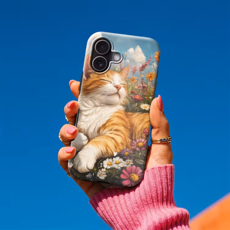 Kat - Bloemen - Ontspannen Toughcase MagSafe Apple iPhone 17 klein -Sfeer1V