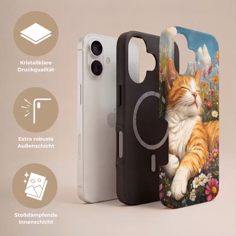 Kat - Bloemen - Ontspannen Toughcase MagSafe Apple iPhone 17 klein -USP_Lagen_DE
