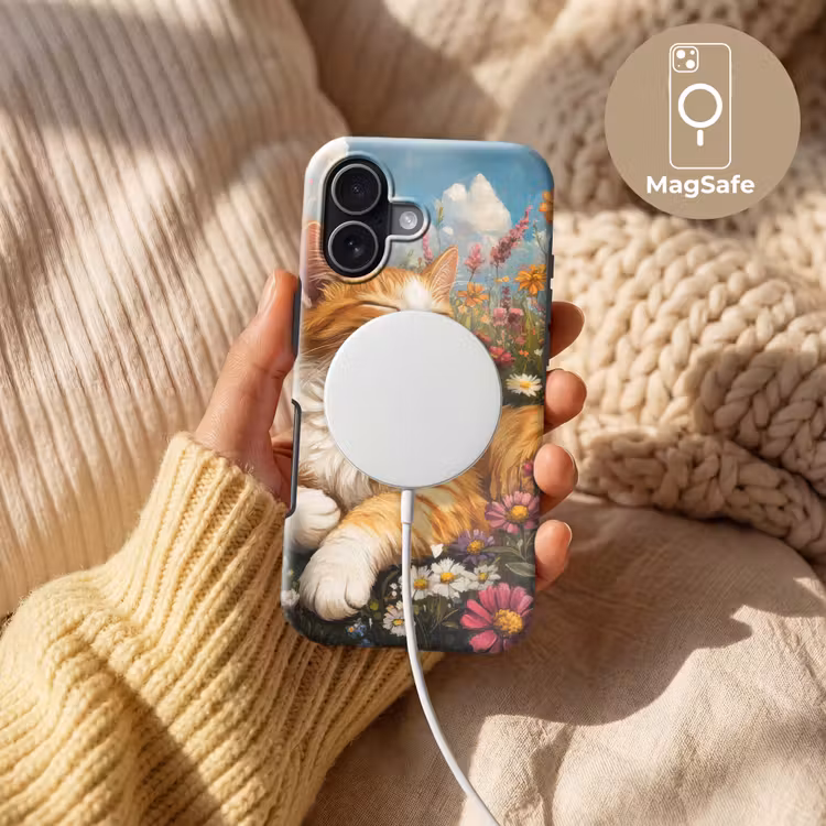 Kat - Bloemen - Ontspannen Toughcase MagSafe Apple iPhone 17 klein -USP_MagsafeV
