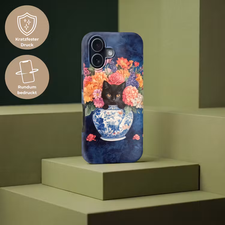 Kat - Felgekleurde bloemen - Vaas Toughcase MagSafe Apple iPhone 17 klein -USP_PrintM_DE