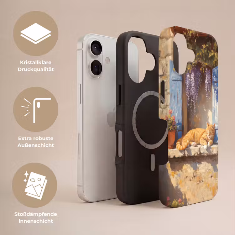 Kat - Stenen vensterbank - Bloemen Toughcase MagSafe Apple iPhone 17 klein -USP_Lagen_DE
