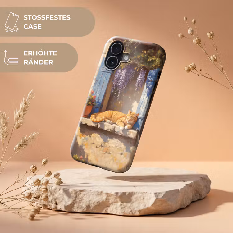 Kat - Stenen vensterbank - Bloemen Toughcase MagSafe Apple iPhone 17 klein -USP_RandenV_DE