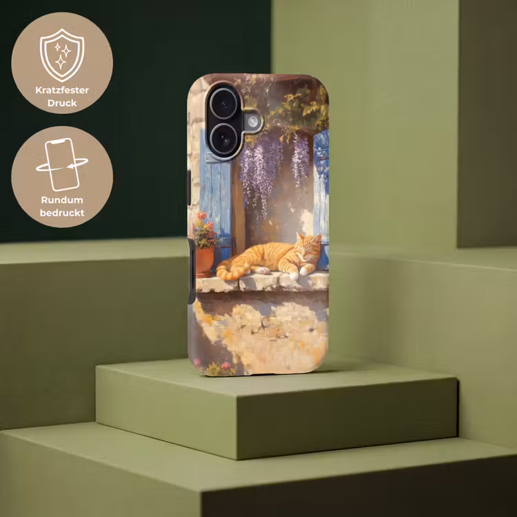 Kat - Stenen vensterbank - Bloemen Toughcase MagSafe Apple iPhone 17 klein -USP_PrintM_DE