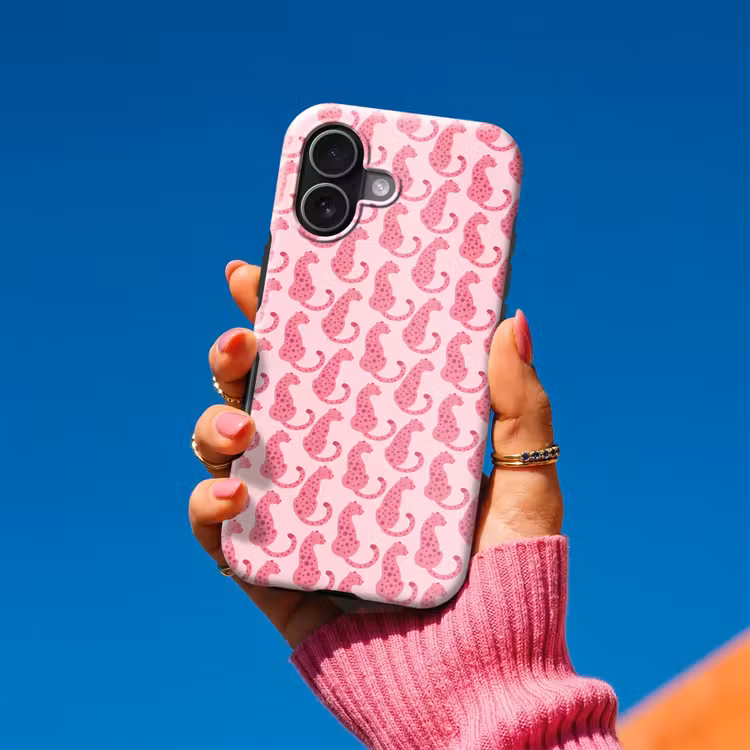Kat - Gevlekt - Dieren - Patroon - Roze Toughcase MagSafe Apple iPhone 17 klein -Sfeer1V