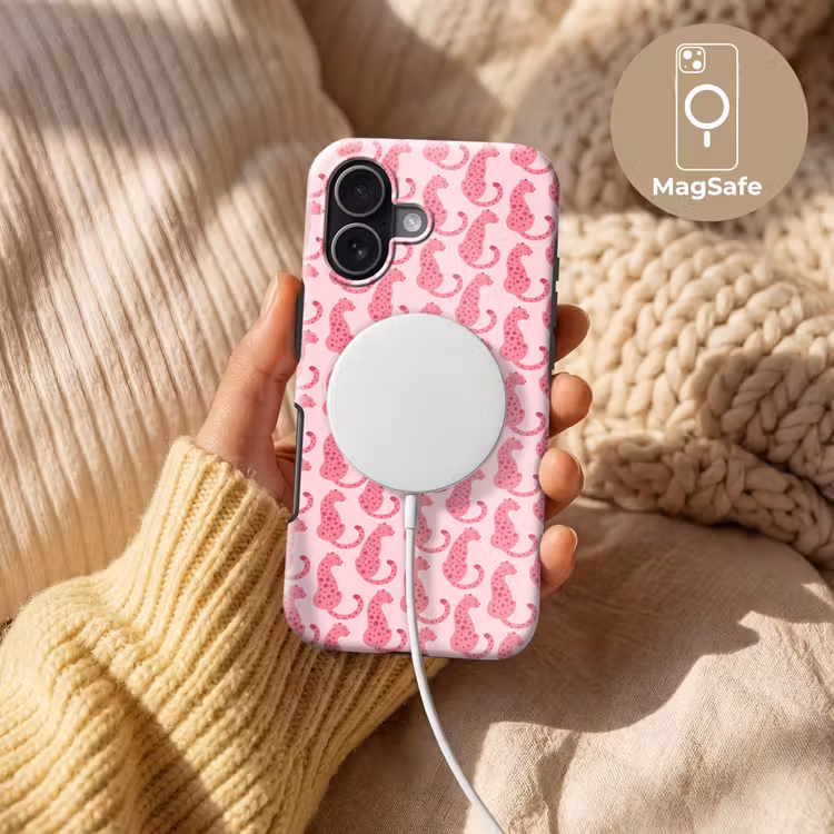 Kat - Gevlekt - Dieren - Patroon - Roze Toughcase MagSafe Apple iPhone 17 klein -USP_MagsafeV