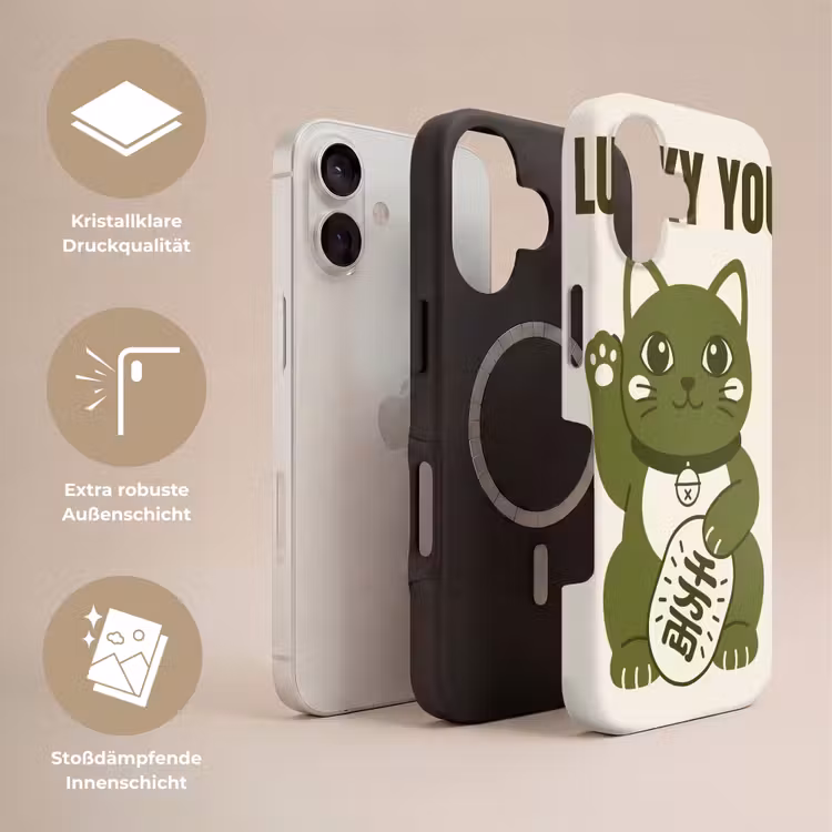 Kat - Geluk - Dieren - Modern - Groen Toughcase MagSafe Apple iPhone 17 klein -USP_Lagen_DE