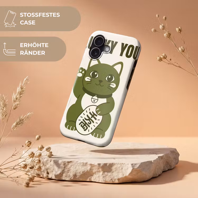 Kat - Geluk - Dieren - Modern - Groen Toughcase MagSafe Apple iPhone 17 klein -USP_RandenV_DE