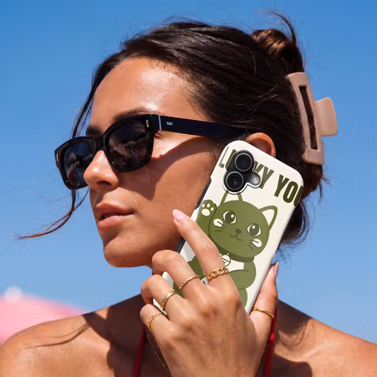 Kat - Geluk - Dieren - Modern - Groen Toughcase MagSafe Apple iPhone 17 klein -Sfeer2V