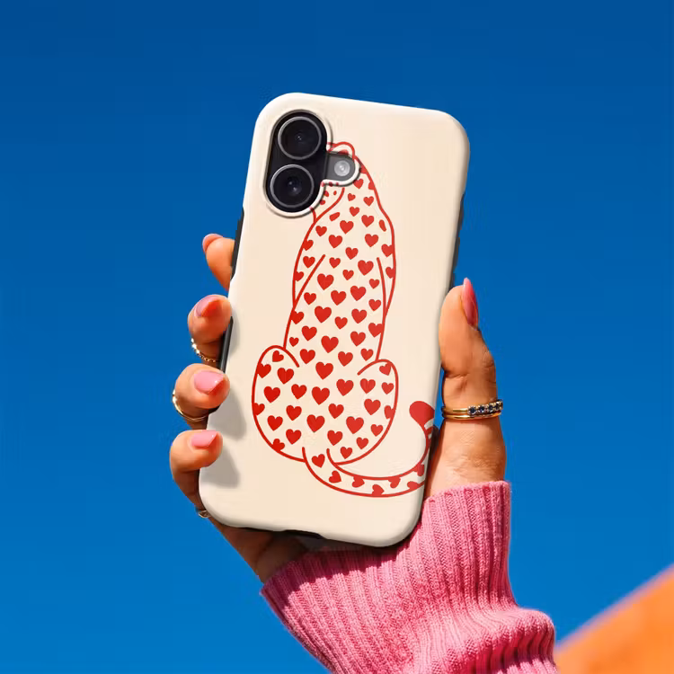 Kat - Harten - Dieren - Modern - Rood Toughcase MagSafe Apple iPhone 17 klein -Sfeer1V