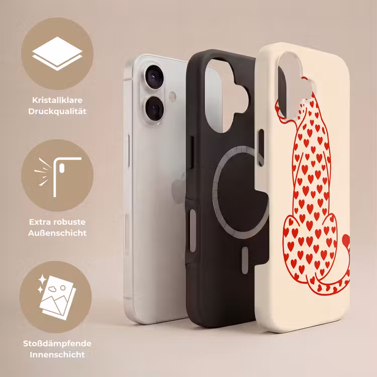 Kat - Harten - Dieren - Modern - Rood Toughcase MagSafe Apple iPhone 17 klein -USP_Lagen_DE