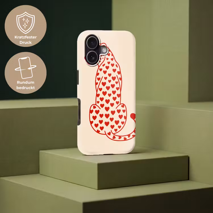 Kat - Harten - Dieren - Modern - Rood Toughcase MagSafe Apple iPhone 17 klein -USP_PrintM_DE