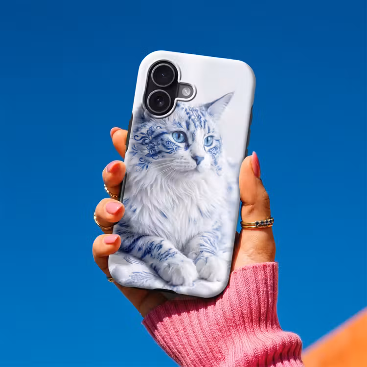 Kat - Patroon - Blauw Toughcase MagSafe Apple iPhone 17 klein -Sfeer1V