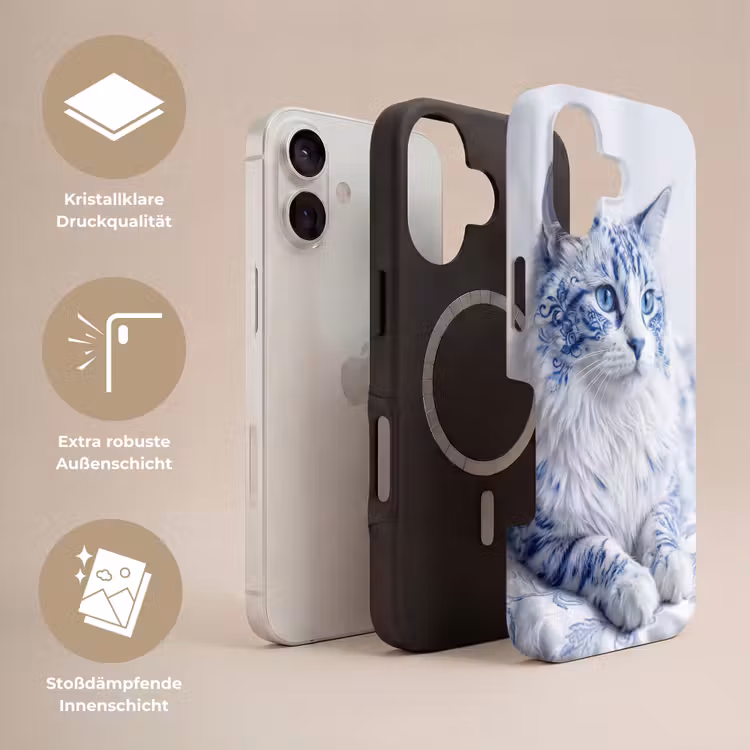 Kat - Patroon - Blauw Toughcase MagSafe Apple iPhone 17 klein -USP_Lagen_DE