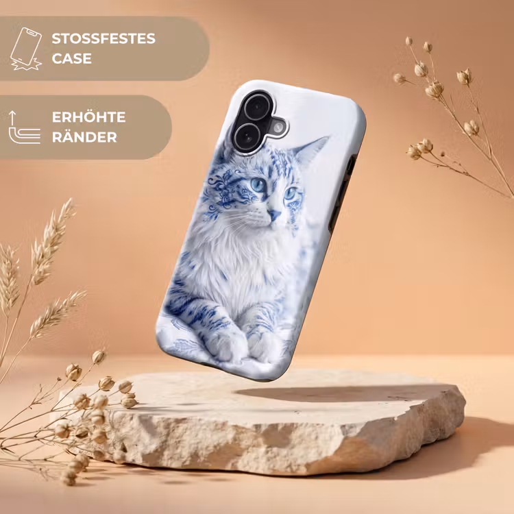 Kat - Patroon - Blauw Toughcase MagSafe Apple iPhone 17 klein -USP_RandenV_DE