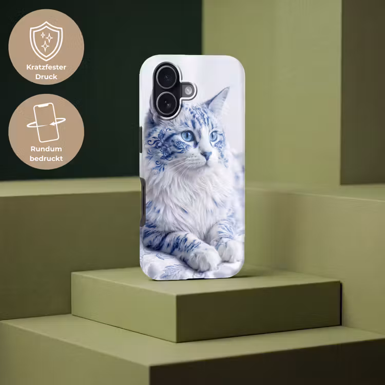 Kat - Patroon - Blauw Toughcase MagSafe Apple iPhone 17 klein -USP_PrintM_DE