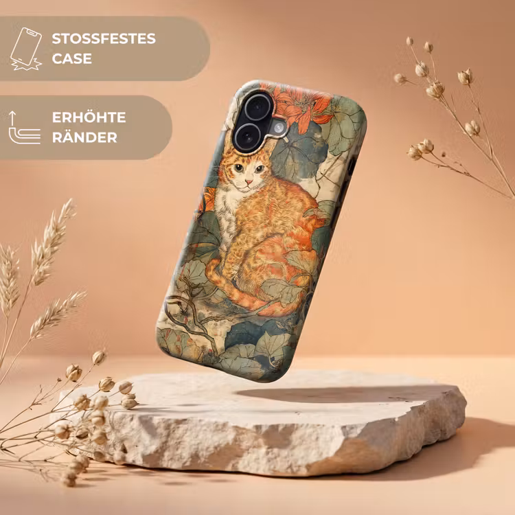 Kat - Sierlijk - Bloemen Toughcase MagSafe Apple iPhone 17 klein -USP_RandenV_DE