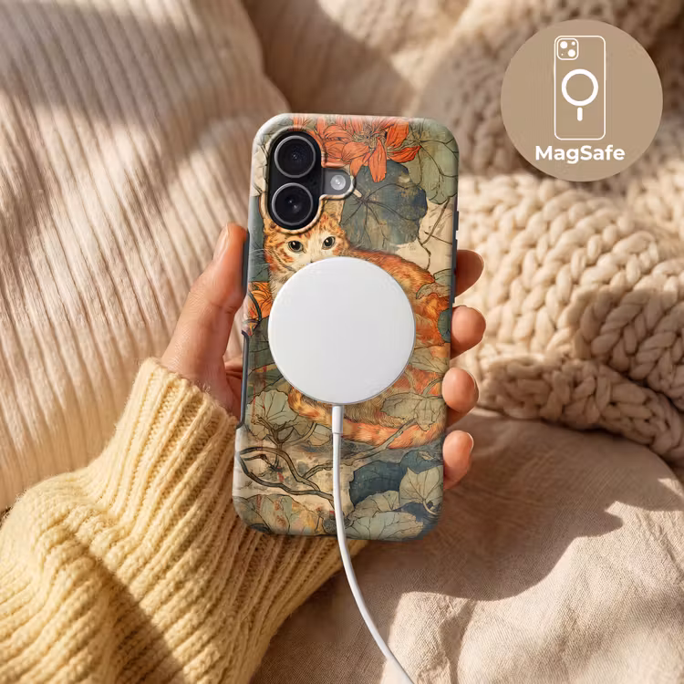 Kat - Sierlijk - Bloemen Toughcase MagSafe Apple iPhone 17 klein -USP_MagsafeV