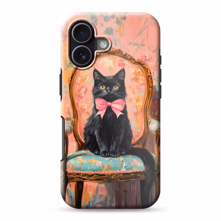 Kat - Roze - Stoel met bloemenmotief Toughcase MagSafe Apple iPhone 17 klein -3d