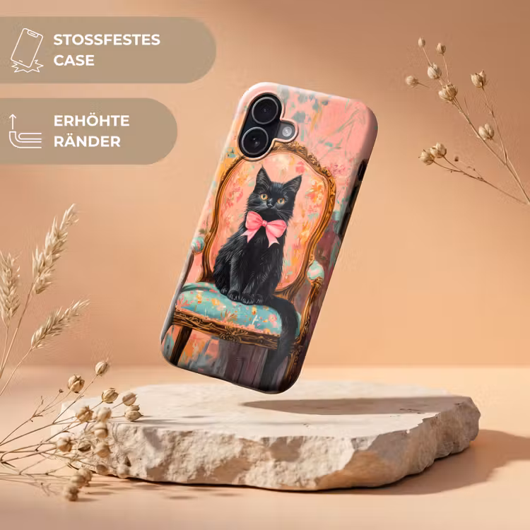 Kat - Roze - Stoel met bloemenmotief Toughcase MagSafe Apple iPhone 17 klein -USP_RandenV_DE