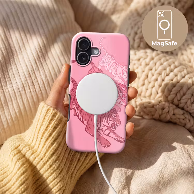 Kat - Springend - Dieren - Roze - Modern Toughcase MagSafe Apple iPhone 17 klein -USP_MagsafeV