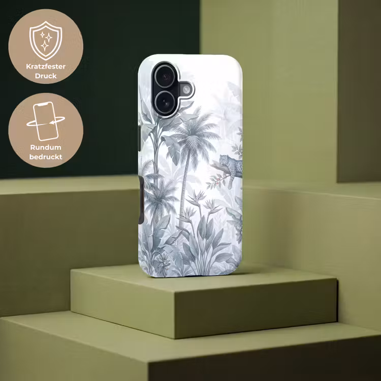 Kat - Tropisch bos - Modern - Grijs Toughcase MagSafe Apple iPhone 17 klein -USP_PrintM_DE