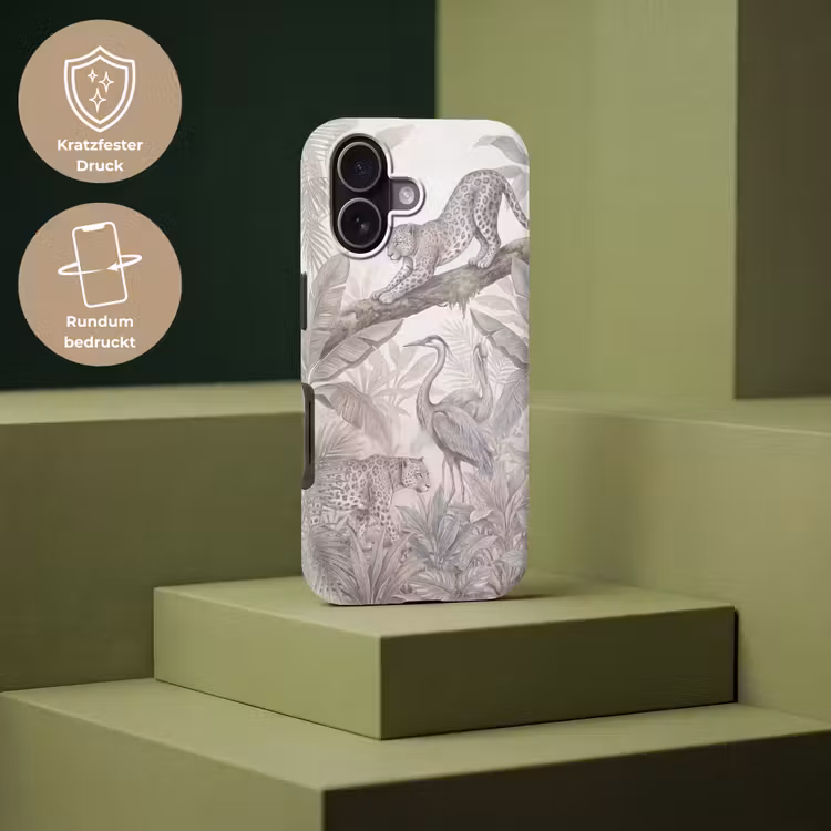 Kat - Vogel - Jungle - Illustratie - Dieren Toughcase MagSafe Apple iPhone 17 klein -USP_PrintM_DE